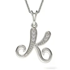 Atcom Jewelry Ezüst nyaklánc medállal Initial K nyaklánc
