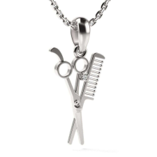  ATCOM - Olló és Fésű Ezüst Medál Nyaklánc - 18 mm nyaklánc