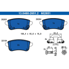ATE fékbetétkészlet, tárcsafék ATE 13.0460-2651.2 autóalkatrész