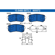 ATE fékbetétkészlet, tárcsafék ATE 13.0460-5572.2 autóalkatrész