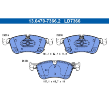 ATE fékbetétkészlet, tárcsafék ATE 13.0470-7366.2 autóalkatrész