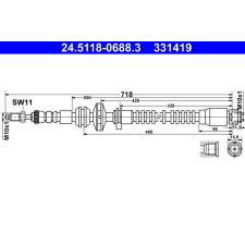 ATE fékcső ATE 24.5118-0688.3 autóalkatrész