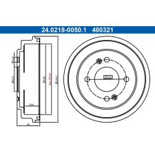 ATE fékdob ATE 24.0218-0050.1 autóalkatrész