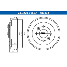 ATE fékdob ATE 24.0220-0050.1 autóalkatrész