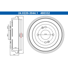 ATE fékdob ATE 24.0220-3044.1 autóalkatrész