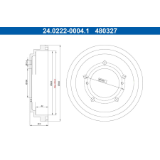 ATE fékdob ATE 24.0222-0004.1 autóalkatrész