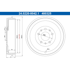 ATE fékdob ATE 24.0222-8042.1 autóalkatrész