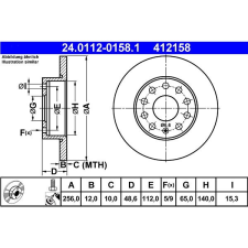 ATE - OC2 260 HÁTSÓ ATE 24.0112-0158.1, szett, 2 db autóalkatrész