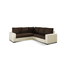 Atlasz sarokkanapé 130x200cm-es fekvőfelülettel Bézs bőr -sötétbarna zsákszövet, Balos bútor
