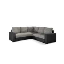  Atlasz sarokkanapé 130x200cm-es fekvőfelülettel Fekete bőr - világosszürke zsákszövet, Jobbos bútor