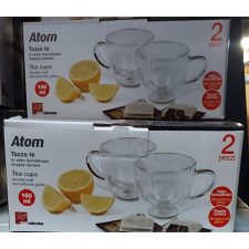  Atom duplafalú csésze pár, üveg, 160ml bögrék, csészék