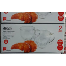  Atom duplafalú teás csésze pár, üveg, 270ml bögrék, csészék