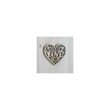  Áttört szív, Love felirattal. Mérete: 8x8 cm dekorációs kellék