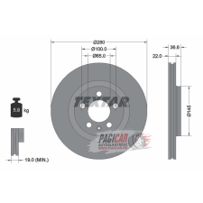 Audi A3 (8L1) első féktárcsa (280mm, hűtött) - Textar (92082305) autóalkatrész