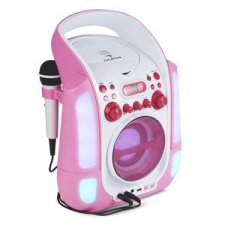 Auna auna Kara Illumina karaoke rendszer, CD, USB, MP3, LED fény show, 2 x mikrofon, hordozható, rózsaszín karaoké felszerelés