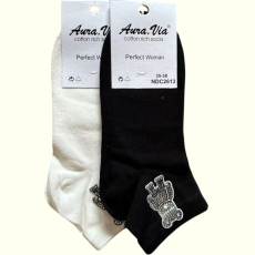 Aura Via AURA.VIA Női bokazokni strasszos maci mintával1 pár