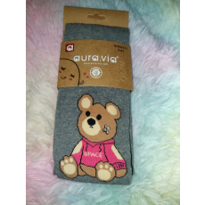 Aura Via Kislány szürke harisnya macis mintával (7-9 Éves)