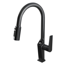 AUSTLER FH-3425 mosogató smart csaptelep - kihúzható multifunkciós fej - vízhőfok kijelző (fekete) csaptelep