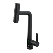 AUSTLER FH-3428E-5 mosogató smart csaptelep - kihúzható multifunkciós fej - vízhőfok kijelző (fekete) csaptelep