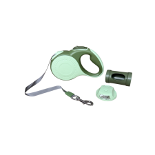  Automata póráz LED lámpával és kutyapiszokzacskó-tartóval – 5 méteres, zöld nyakörv, póráz, hám kutyáknak