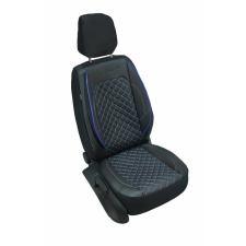  Autósüléshuzat-készlet, univerzális, első-hátsó, osztott ülés, fekete, kék varrással, ecobőr gyerekülés huzat, betét