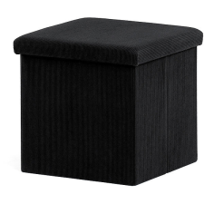 AUTRONIC Tárolós puff, fekete kordbársony, 38×38×38 cm bútor