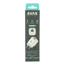 AVAX CH640W Nano Plus GaN USB-A / USB-C Hálózati töltő - Fehér (30W) mobiltelefon kellék