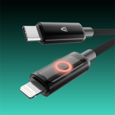 AVAX Töltőkábel, USB-C - Lightning, Fonott, 27W, 1 méter, szürke (AVAX_CB651) kábel és adapter