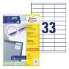 Avery Etikett AVERY 3421 70x25,4mm univerzális fehér 3300 címke/doboz 100 ív/doboz