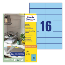 Avery Etikett AVERY 3453 105x37mm univerzális kék 1600 címke/doboz 100 ív/doboz etikett