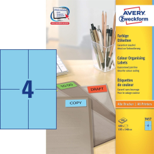 Avery Etikett AVERY 3457 105x148 mm kék univerzális 400 címke/doboz 100 ív/doboz etikett