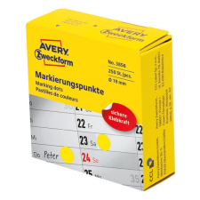 Avery Etikett avery 3856 öntapadó jelölőpont adagoló dobozban sárga 19mm 250 jelölőpont/doboz etikett