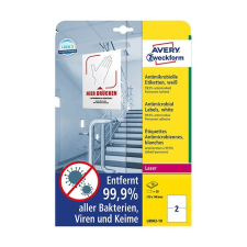 Avery Etikett AVERY L8002-10 210x148mm antimikrobiális fehér 20 címke/doboz 10 ív/doboz etikett
