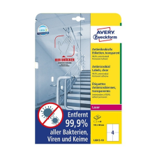 Avery Etikett AVERY L8013-10 105x148mm antimikrobiális átlátszó 40 címke/doboz 10 ív/doboz etikett