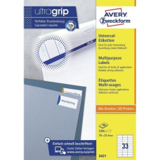 Avery Etikett címke, 70 x25,4mm, univerzális, 33 címke/ív, 100 ív/doboz, Avery fehér etikett