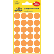 Avery Etikett címke, jelölésre o18 mm, neon 24 címke/ív, 4 ív/doboz, Avery narancssárga etikett