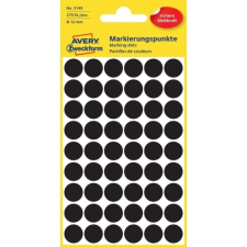 Avery Etikett címke, o12mm, jelölésre, 54 címke/ív, 5 ív/doboz, Avery fekete etikett