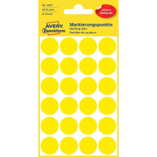 Avery Etikett címke, o18mm, jelölésre, 24 címke/ív, 4 ív/doboz, Avery sárga etikett