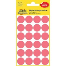 Avery Etikett címke, o18mm, jelölésre, neon 24 címke/ív, 4 ív/doboz, Avery piros etikett