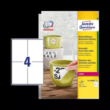 Avery zweckform 105 mm x 148 mm Műanyag Íves etikett címke  Fehér  ( 20 ív/doboz ) etikett