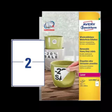 Avery zweckform 210 mm x 148 mm Műanyag Íves etikett címke  Fehér  ( 20 ív/doboz ) etikett