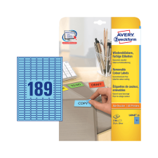 Avery zweckform 25,4*10 mm-es Avery Zweckform A4 íves etikett címke, kék színű (20 ív/doboz) etikett
