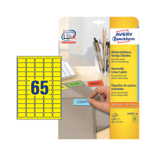Avery zweckform 38,1*21,2 mm-es Avery Zweckform A4 íves etikett címke, sárga színű (20 ív/doboz) etikett