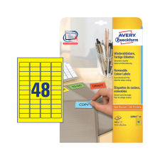 Avery zweckform 45,7*21,2 mm-es Avery Zweckform A4 íves etikett címke, sárga színű (20 ív/doboz) etikett