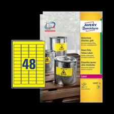 Avery zweckform 45.7 mm x 21.2 mm Műanyag Íves etikett címke  Sárga  ( 20 ív/doboz ) etikett