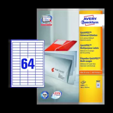 Avery zweckform 48.5 mm x 16.9 mm Papír Íves etikett címke  Fehér  ( 100 ív/doboz ) etikett