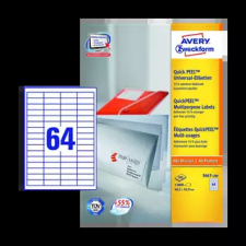 Avery zweckform 48.5 mm x 16.9 mm Papír Íves etikett címke  Fehér  ( 200 ív/doboz ) etikett