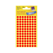 Avery zweckform 8*8 mm-es Avery Zweckform öntapadó íves etikett címke, neon piros színű (4 ív/doboz), normál ragasztóval etikett