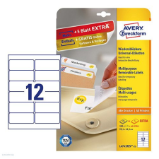 Avery zweckform Etikett címke speciális L4743REV-25 visszaszedhető 99,1 x 42,3 mm 25 ív Avery etikett