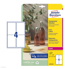 Avery zweckform Etikett címke speciális L7786-25 99,1x139mm víztiszta 25ív Avery etikett